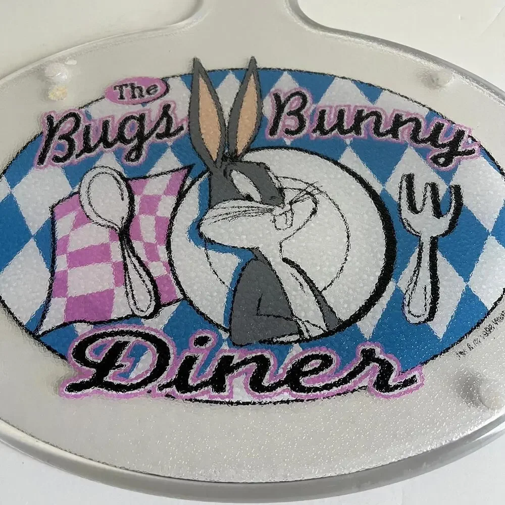 Vintage 1990s Warner Bros Bugs Bunny Diner Trivet/Cutting Board - Clear Plastic